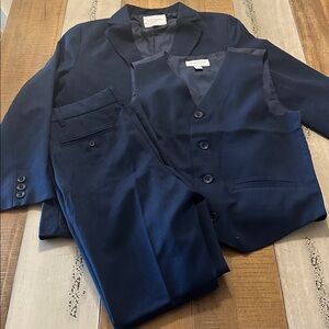 Gymboree Kids 3 Piece Suit Navy & White Shirt